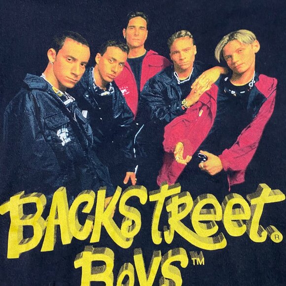 Vintage 90s Backstreet Boys T Shirt Men's Large Fits like Medium or Small 1996 - Picture 3 of 11